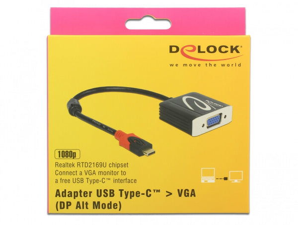 DeLOCK 62994 videokabel adapter 0,2 m USB Type-C VGA (D-Sub) Sort