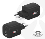 CLUB3D CAC-1913EU oplader til mobil enhed Universel Sort Vekselstrøm Hurtig opladning Indendørs