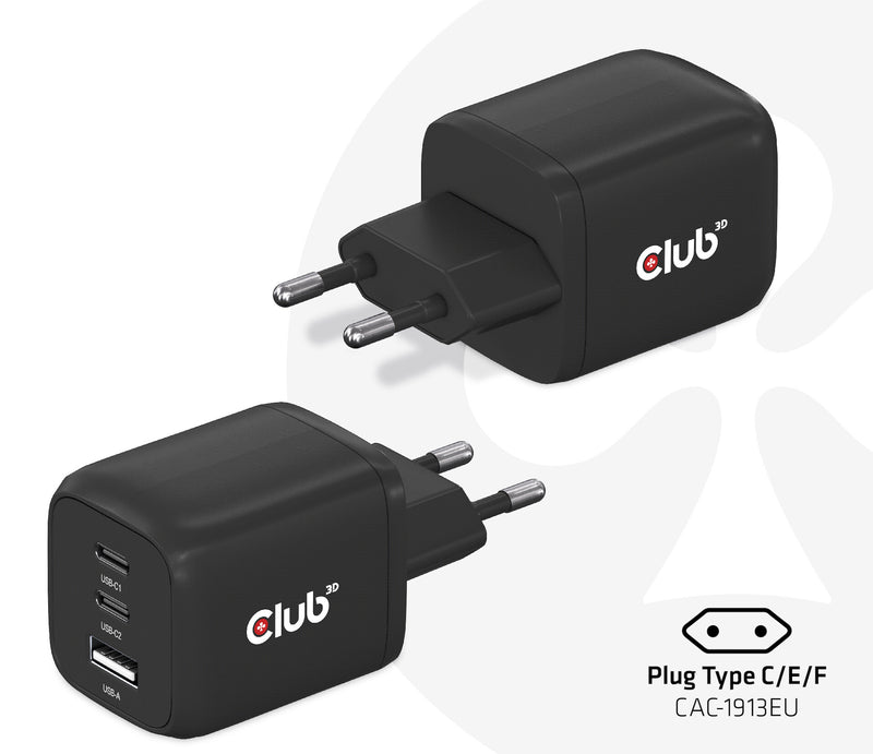 CLUB3D CAC-1913EU oplader til mobil enhed Universel Sort Vekselstrøm Hurtig opladning Indendørs
