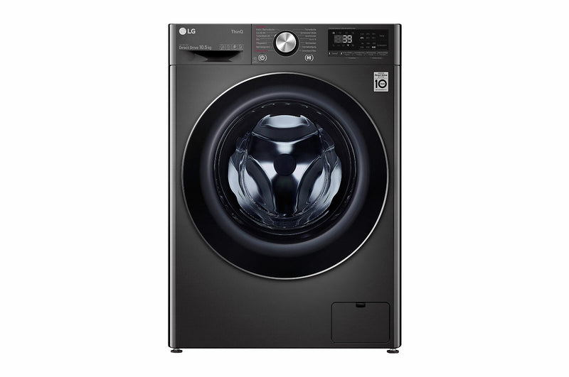 LG F6WV710P2S vaskemaskine Front-læsning 10,5 kg 1600 rpm Sort, Rustfrit stål
