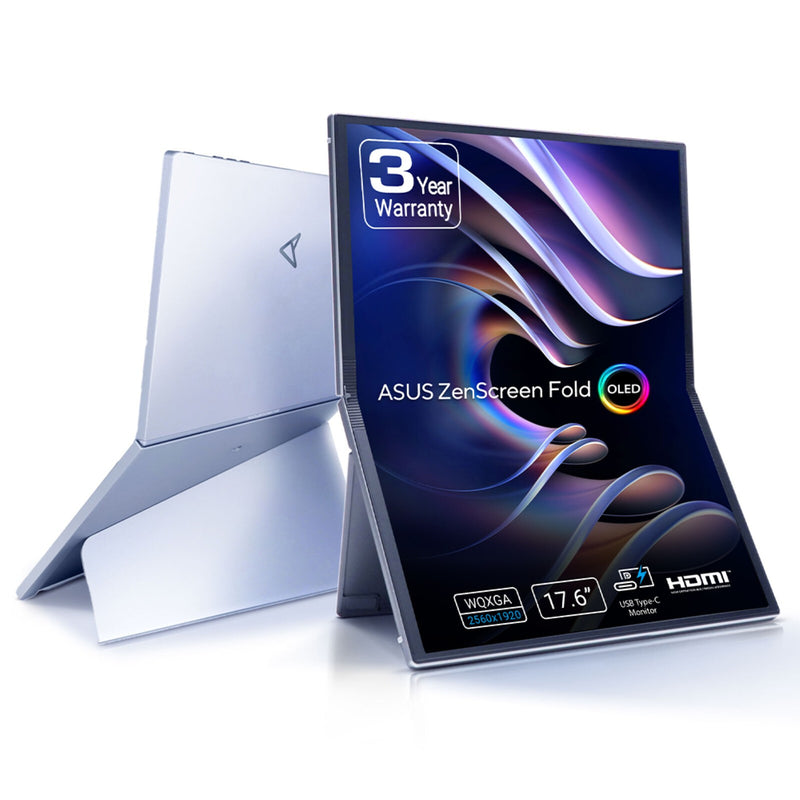 ASUS ZenScreen Fold OLED MQ17QH computerskærm 43,9 cm (17.3") 2560 x 1920 pixel Quad HD Sølv