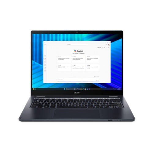 Acer TravelMate TMP414RN-55-TCO-58UA Intel Core Ultra 5 225U Hybrid (2-i-1) 35,6 cm (14") Berøringsskærm WUXGA 16 GB DDR5-SDRAM 512 GB SSD Wi-Fi 7 (802.11be) Windows 11 Pro Tysk Blå