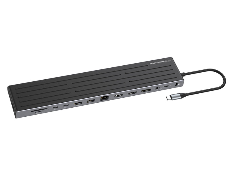 Conceptronic DONN32B dockingstation Ledningsført USB 3.2 Gen 1 (3.1 Gen 1) Type-C Grå, Sølv
