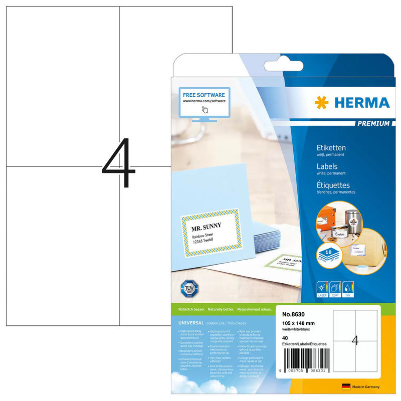 HERMA 8630 print etiket Hvid Selvklæbende printeretiket