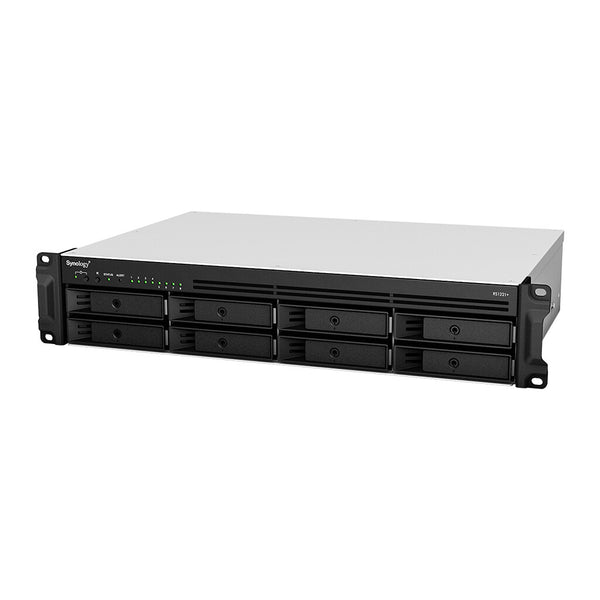 Synology RackStation RS1221RP+ NAS Stativ (2U) Ryzen Embedded V1500B 4 GB DDR4 32 TB HDD Aluminium, Sort
