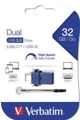 Verbatim Dual USB-drev Type-C / USB 3.0 32 GB