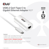 CLUB3D CAC-1519 kabel kønsskifter USB-C RJ-45 Hvid
