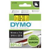DYMO Originale D1-etiketter | Sort tekst på gul tape | 19 mm x 7 m | Selvklæbende etiketter til LabelManager-mærkningsmaskiner | Fremstillet i Europa