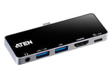 ATEN UH3238 mobil dockingstation Tablet/smartphone Sort, Sølv