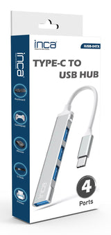 Inca IUSB-04TX interface hub USB Type-C 5000 Mbit/s Sølv, Hvid