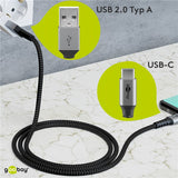 Goobay 49295 USB-kabel USB 2.0 0,5 m USB C USB A 60 W Sort, Grå