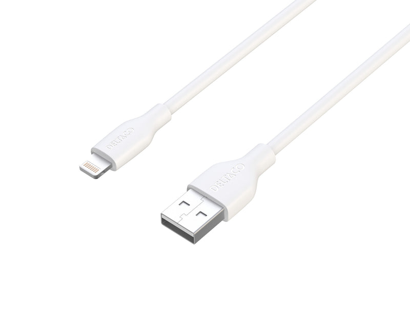 Deltaco USB-A - Lightning kabel, 1m, hvid