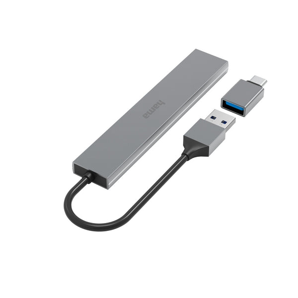 Hama 00200141 interface hub USB 3.2 Gen 1 (3.1 Gen 1) Type-A 5000 Mbit/s Grå