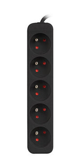 Lanberg PS0-05E-0100-IEC-BK stikdåse 1 m 5 AC stikkontakt(er) Indendørs Sort