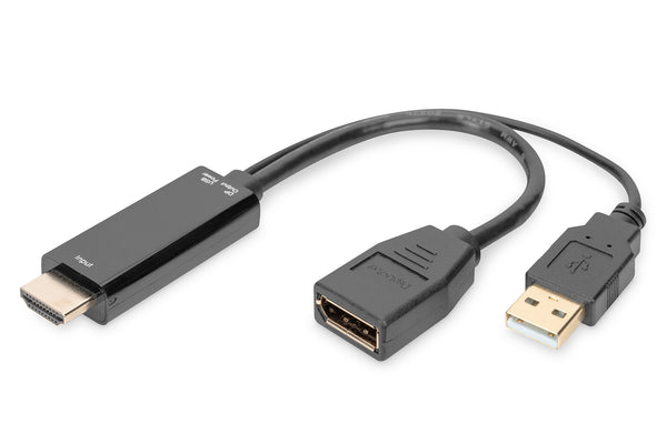 Digitus AK-330101-002-S videokabel adapter 0,2 m HDMI Type A (Standard) HDMI + USB Sort