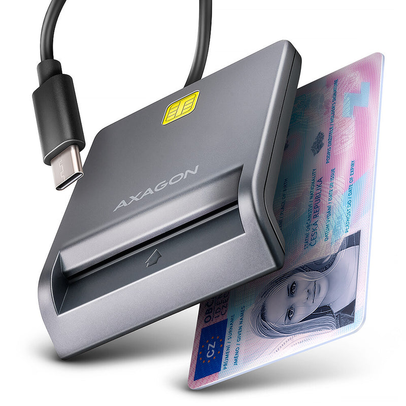 Axagon CRE-SM3TC smartcard læser Indendørs USB USB Type-C Grå