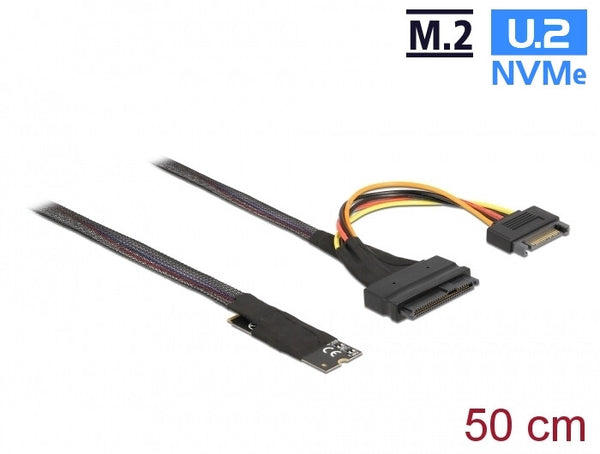 DeLOCK 62984 kabel kønsskifter 67-pin M.2 Key M U.2 SFF-8639/SATA 15-pin Sort
