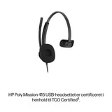 HP Poly Mission 415 Monaural USB Wired Headset Classic (Bulk)