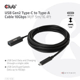 CLUB3D CAC-1536 USB-kabel USB 3.2 Gen 2 (3.1 Gen 2) 5 m USB C USB A 10 Gbit/sek. Sort