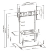 Deltaco OFFICE Heavy-duty mobile monitor cart, 37-100", 150 kg