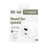PanzerGlass empower™ by ® Turbo 35W Oplader inkl. USB-C + USB-A | UK Stik | Silver White