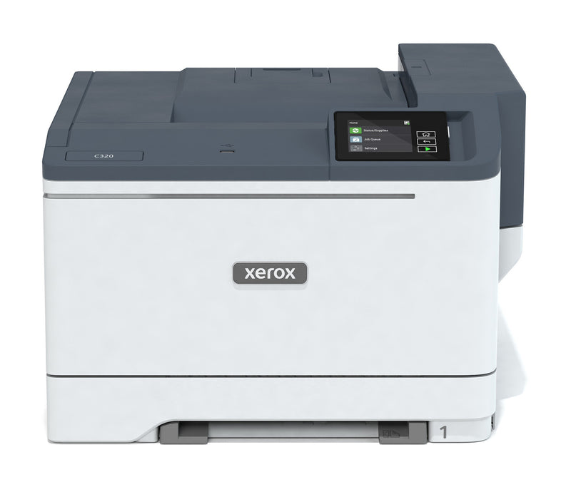 Xerox C320, A4, 28 sider/min, trådløs dupleksprinter, PS3 PCL5e/6, 2 magasiner, i alt 251 ark