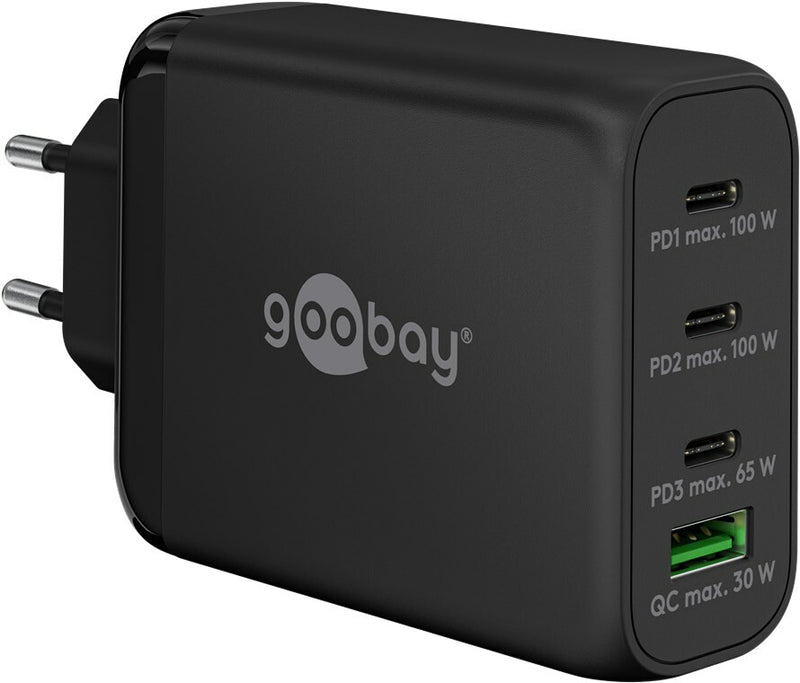 Goobay 65555 oplader til mobil enhed Laptop, Smartphone Sort Vekselstrøm Hurtig opladning Indendørs