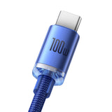 Baseus Crystal Shine USB-kabel 1,2 m USB A USB C 0,48 Gbit/sek. 100 W Blå