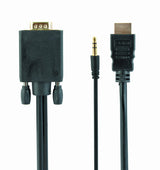 Gembird A-HDMI-VGA-03-10 videokabel adapter 3 m HDMI + 3.5mm VGA (D-Sub) Sort