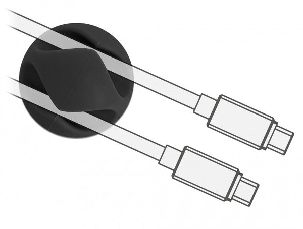 DeLOCK 18344 kabelorganisator Bord/Væg Kabelholder Sort 6 stk