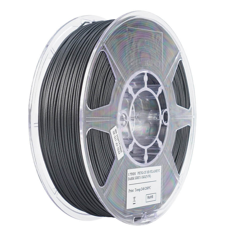 eSUN EPETG-CF 1,75mm DARK GREY 1kg Polyethylenterephthalatglycol (PETG) Mørkegrå