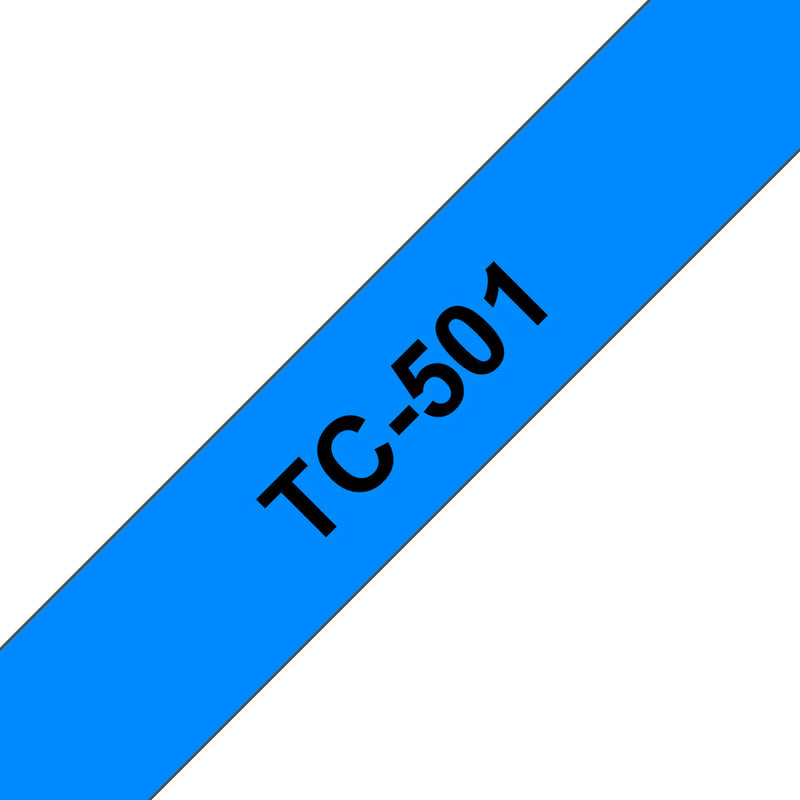 Brother TC-501 etiketbånd Sort på blå