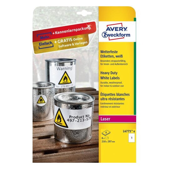 Avery L4775-8 print etiket Hvid Selvklæbende printeretiket