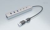 i-tec CAHUBMETAL7 interface hub USB 3.2 Gen 1 (3.1 Gen 1) Type-A + Type-C 5 Mbit/s Grå