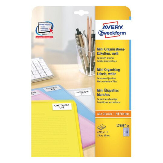 Avery L7658-25 print etiket Hvid Selvklæbende printeretiket