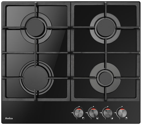 Amica PGCA6100APB kogeplade Sort Indbygget 59 cm Gaskomfur 4 zone(s)