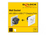 DeLOCK 11489 stikkontakt CEE 7/3 + USB Hvid