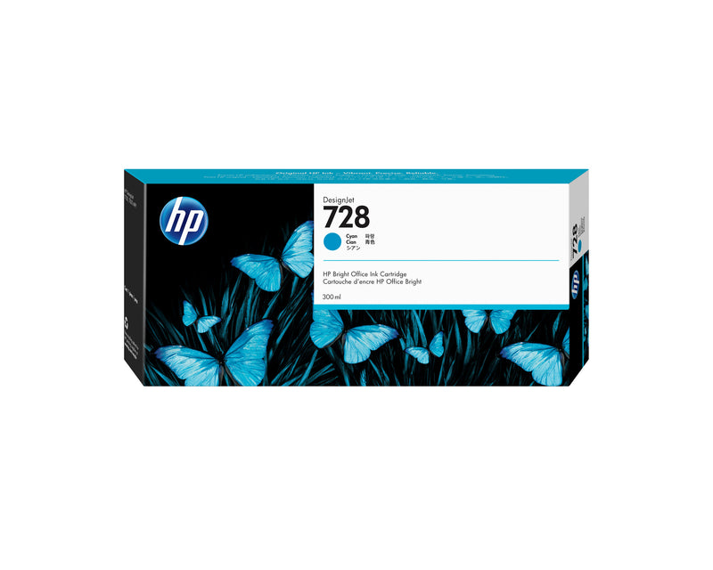 HP 728 300 ml DesignJet-blækpatron, cyan