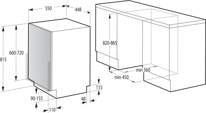 Gorenje GV 520 E 10 EB Fuldt indbygget 11 kuverter