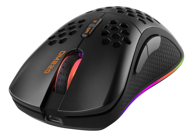 Deltaco Gaming DM220 Trådløs ultralet gaming mus, 70g vægt, RGB, PAW3212, 400-4800 DPI, 1000 Hz, sort