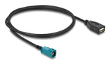 DeLOCK 90703 koaxial kabel 1 m HSD Z USB A Sort, Blå