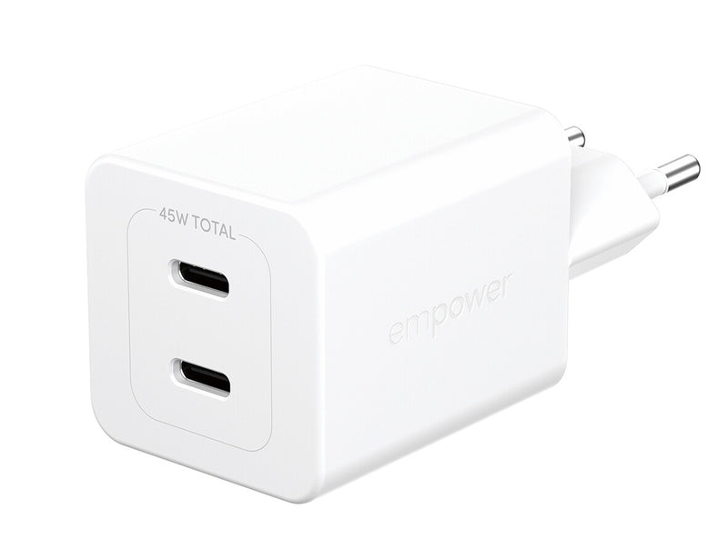 PanzerGlass empower™ by ® Turbo 45W Oplader inkl. 2 x USB-C | EU Stik | Silver White