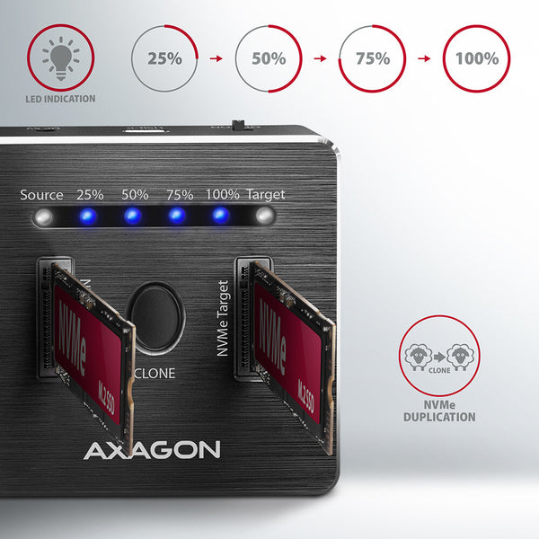 Axagon ADSA-M2C drev dockingstation USB 3.2 Gen 2 (3.1 Gen 2) Type-C Sort