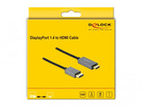 DeLOCK 85928 videokabel adapter 1 m DisplayPort HDMI Sort, Grå