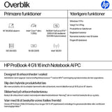 HP ProBook 4 P4G1i16 U7 255U 16 16GB/512 PC NX Intel Core Ultra 7 Laptop 40,6 cm (16") WUXGA DDR5-SDRAM 512 GB SSD Wi-Fi 7 (802.11be) Windows 11 Pro AI PC Sølv