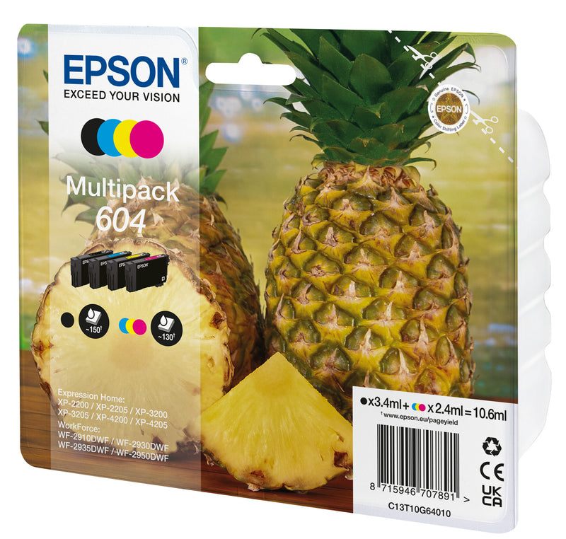 Epson 604 blækpatron 4 stk Original Standard udbytte Sort, Blå, Magenta, Gul