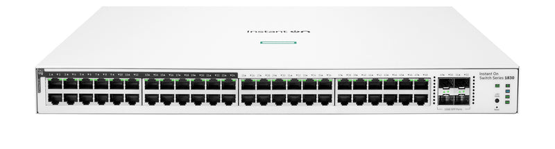 HPE Aruba Networking Networking Instant On Switch 48p Gigabit CL4 PoE 4p SFP 370W 1830 Administreret L2 Gigabit Ethernet (10/100/1000) Strøm over Ethernet (PoE) 1U
