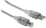Manhattan 340458 USB-kabel USB 2.0 3 m USB A USB B 0,48 Gbit/sek. Sølv