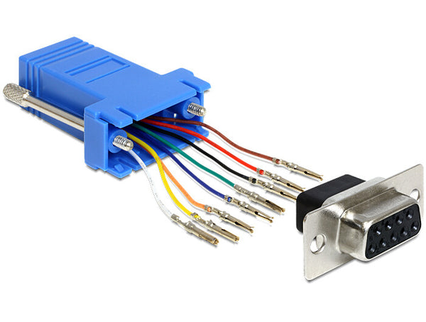 DeLOCK 65430 kabel kønsskifter Sub-D 9p RJ45 Sort, Blå, Sølv