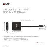 CLUB3D CSV-1558 video-splitter USB Type-C 2x HDMI